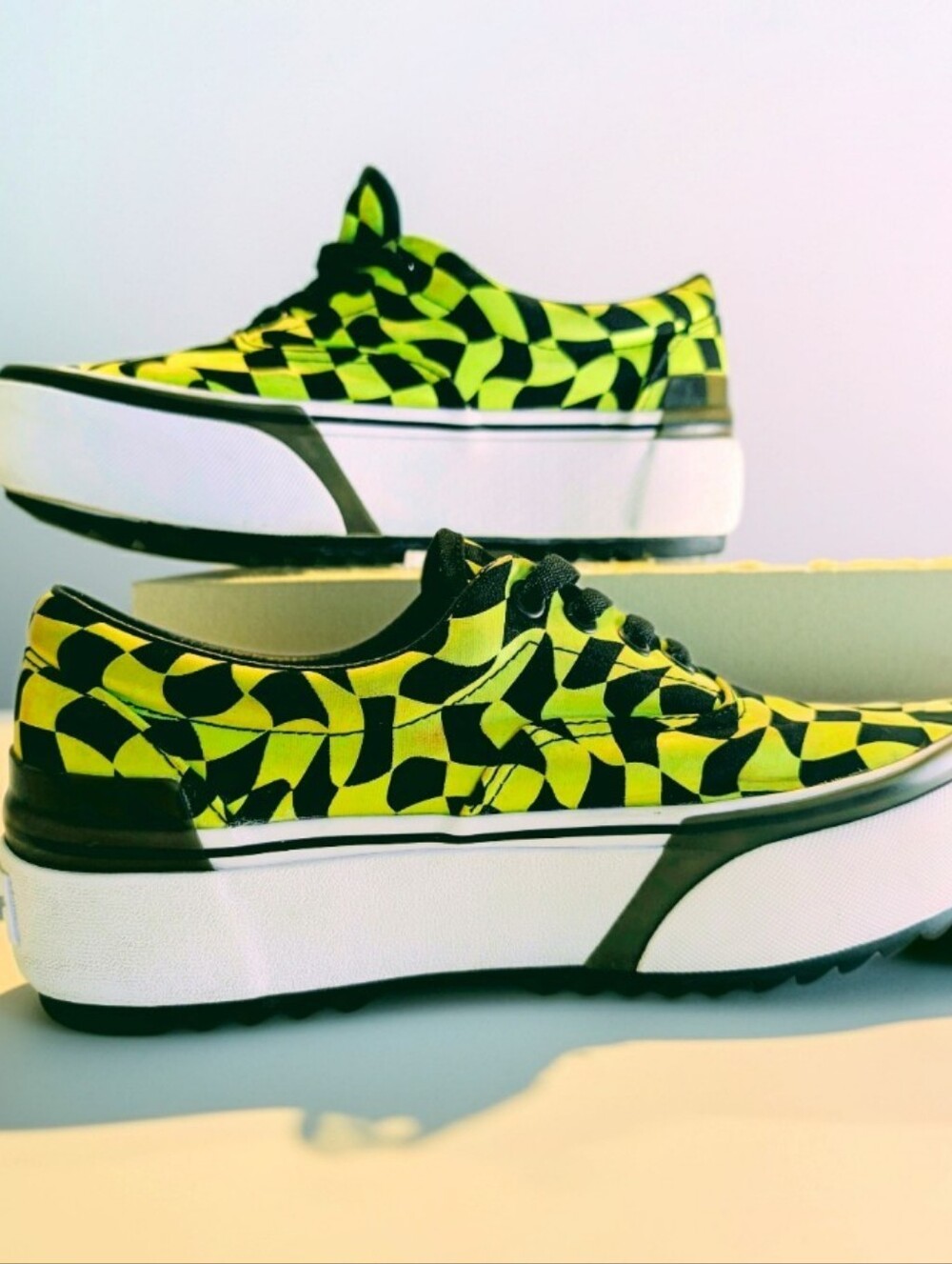 Vans Era Stacked Warp Check Glow in the Dark Woman's Size 7